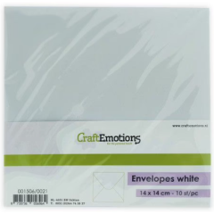 CraftEmotions Enveloppen  Vierkant Wit (14x14cm) (10 stuks) (met driehoekige vouwrand) (001506/0021)