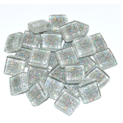 Soft Glas Vierkant Glitter Zilver 100 gr (1017459) *