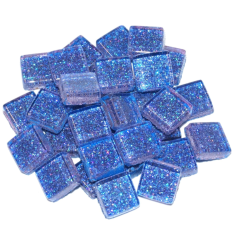Soft Glas Vierkant Glitter Blauw 100 gr (1017460) *