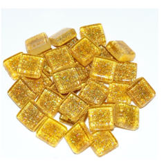Soft Glas Vierkant Glitter Geel 100 gr (1017462) *