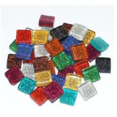 Soft Glas Vierkant Glitter Mix Bont 100 gr (1017468) *