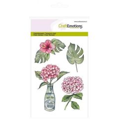 CraftEmotions clearstamps A6 - Hortensia met fles (130501/1264) (AFGEPRIJSD)