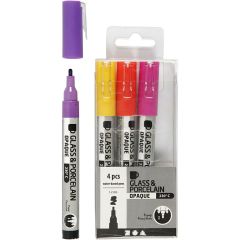 Glas- & Porseleinstiften, 1-2mm , Dekkend, Geel,paars, 4 Stuk, 1 Doos (31335)