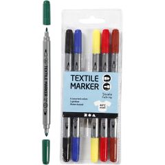 Textielstiften, lijndikte: 2,3+3,6 mm, standaardkleuren, 6stuks (334819)