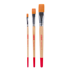 Aquarelpenselen set van 3 plat - polyester (9099153M)
