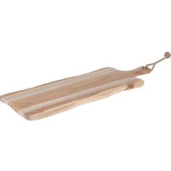 Borrelplank teak met handvat en touw 59,5 x 20,2 x 1,5 cm (SLG8-59,5)