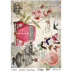 Cadence - Rijst Decoupage papier - VW Kever - 30 x 42 cm (0637) *