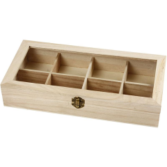 CC Houten Doos met Glazen Deksel 32x16x6 cm (57728)