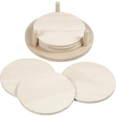 CC Houten Ronde Onderzetters 9,5 cm 6 stuks (55921)