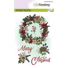 CraftEmotions clearstamps A6 - Bloemenkrans kerst GB (130501/1367)