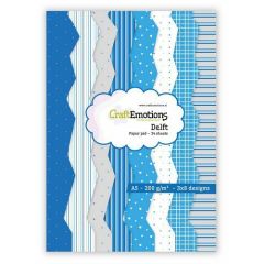 CraftEmotions Paper pad Delft - blauw 24 vl A5 14,8x21CM (118040/2001)
