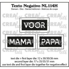 Crealies Texto Negativo VOOR MAMA PAPA (H) - (NL) max. 17 x 35 mm (NL114H) *
