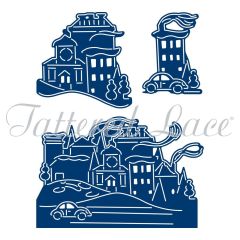 Die - Tattered Lace -  The Magic of Christmas Winter Town + Clear Stamps (ETL345) (AFGEPRIJSD)