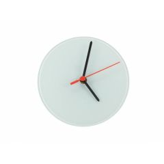 Glazen Klok, 18 cm Rond, Zwart/Rode Plastic wijzers (SGC.180.180.003)