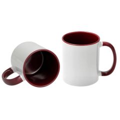 11oz mok wit met gekleurde binnenkant en gekleurde handvat (Bordeauxrood) (SPM.082.096.029)