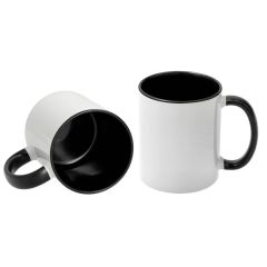 11oz mok wit met gekleurde binnenkant en gekleurde handvat (Zwart) (SPM.082.096.021)
