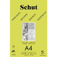 Schut Tekenpapier 125gr A4 blok a 100 vel Groen SCH11804 (114981/1804)