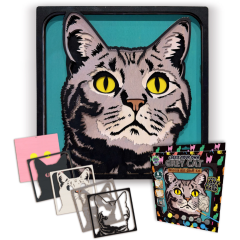 Splat Planet Wood Art Set Grijze Kat 27 x 26 x 3,5 cm (WA GREY CAT)