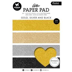 Studio Light Glitter Paper Pad Gold, silver and black Ess. nr.209 SL-ES-PP209 148x210x10mm *