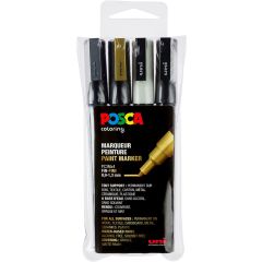 Uni Posca Verfmarker - lijndikte: 0,9-1,3 mm - PC-3M - Metallic - Set van 4