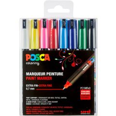 Uni Posca Verfmarker - lijndikte: 0,7 mm - PC-1MR - Set 8st - Basis