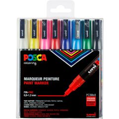Uni Posca Verfmarker - lijndikte: 0,9-1,3 mm - PC-3M - Glitter - Set van 8
