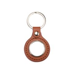 Sleutelhanger kunstleer - Rond- Bruin - 4,2 x 8,5 cm
